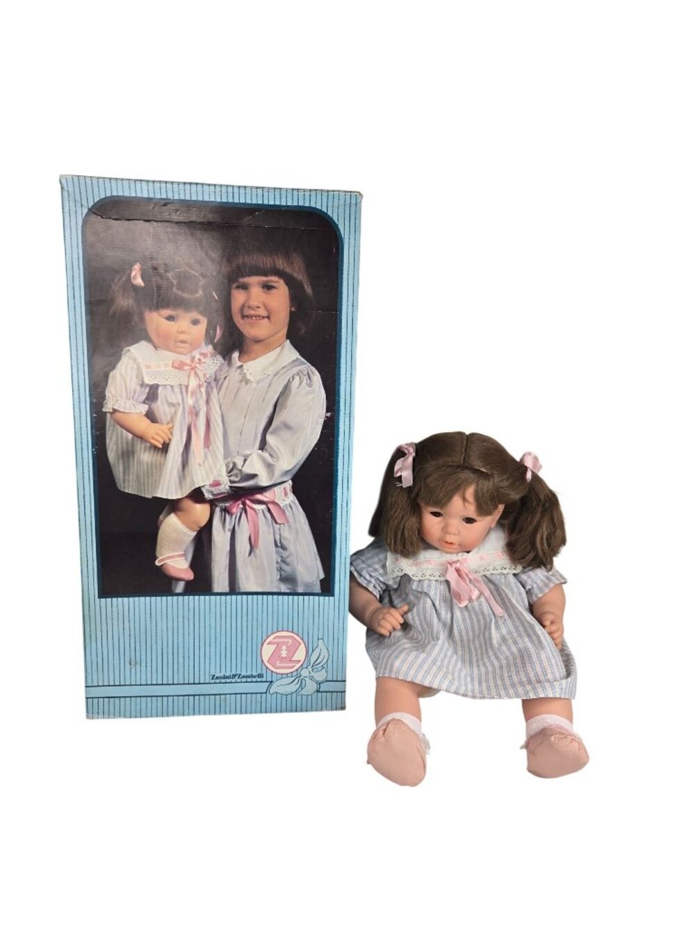 Vintage 80s Zanini & Zambelli Stefania Doll Signed Brunette with Box